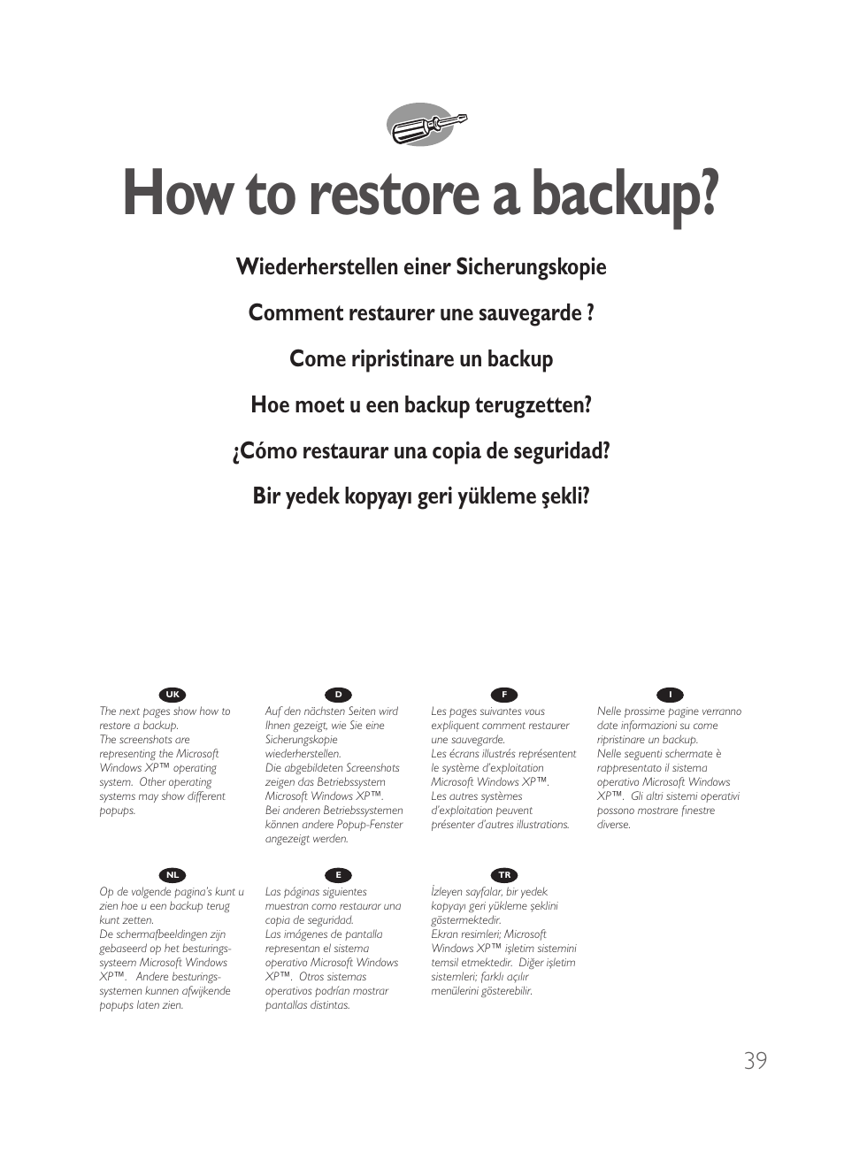 How to restore a backup | Philips Disco duro externo User Manual | Page 39 / 68