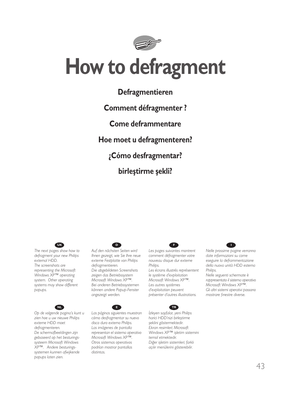 How to defragment | Philips Disco duro externo User Manual | Page 43 / 68