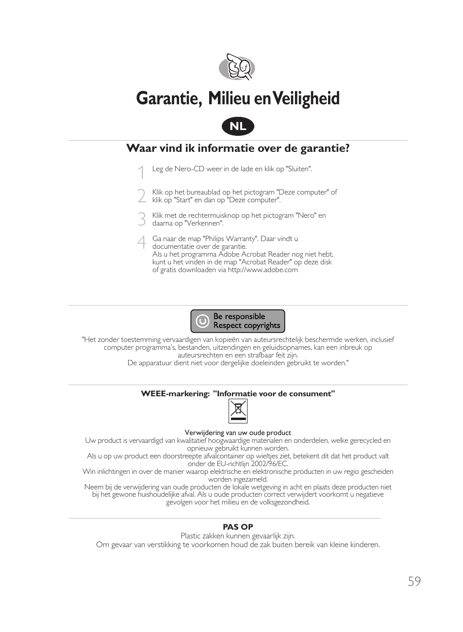 Garantie, milieu en veiligheid | Philips Disco duro externo User Manual | Page 59 / 68