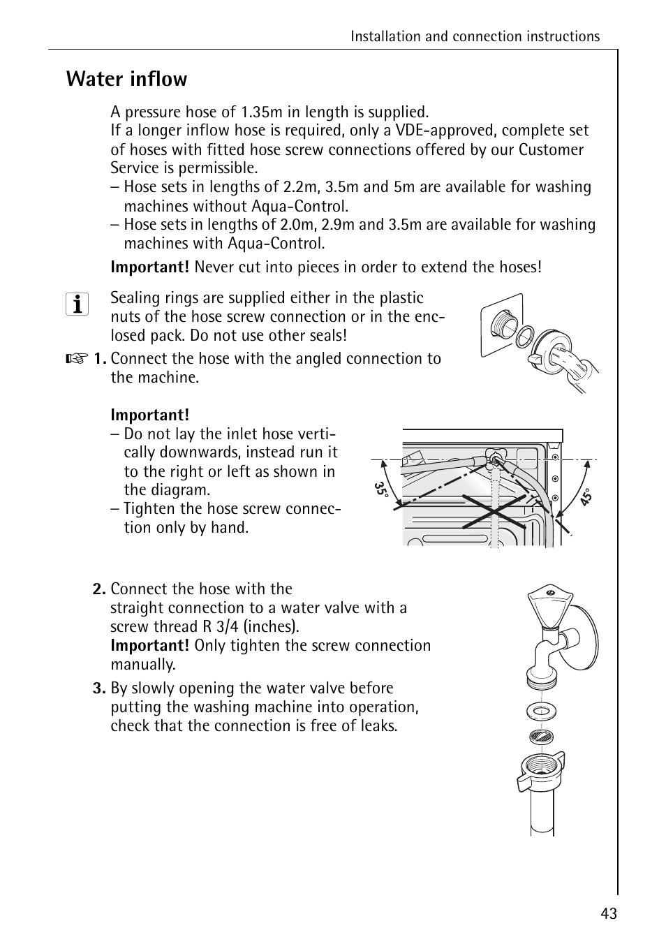 Water inflow | AEG LAVAMAT W 857 User Manual | Page 43 / 52