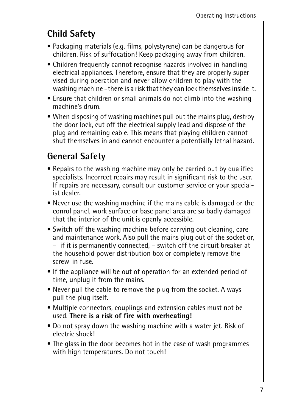 Child safety, General safety | AEG LAVAMAT W 857 User Manual | Page 7 / 52