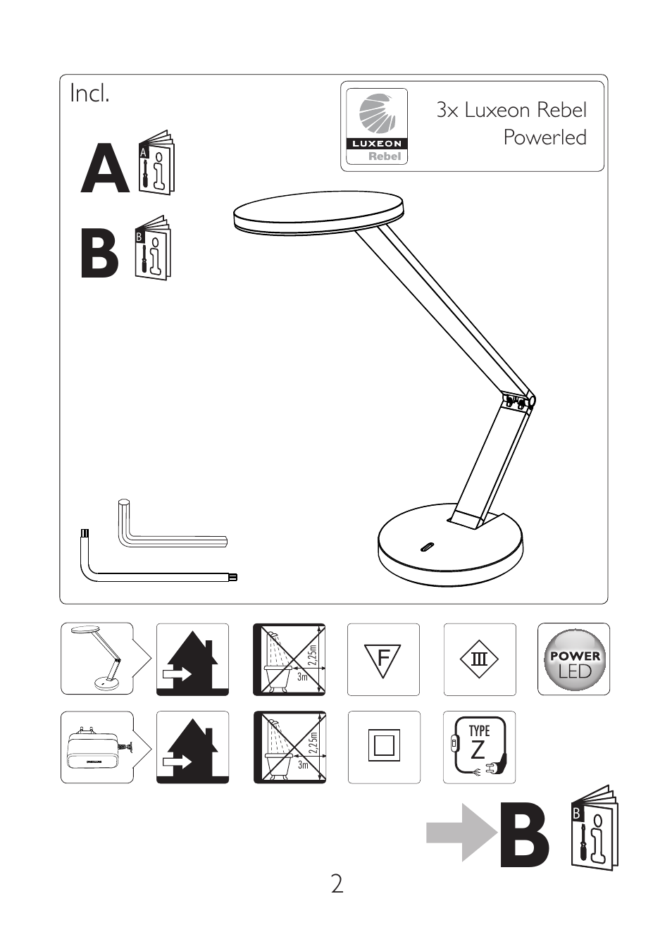 A i b i, A i b, Il w | P=h- \à | Philips InStyle Lámpara de mesa User Manual | Page 2 / 8