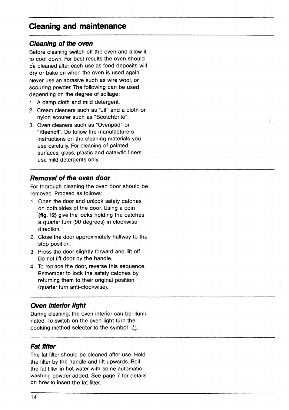 Tfie, Cleaning and maintenance | AEG B 60 D User Manual | Page 14 / 20