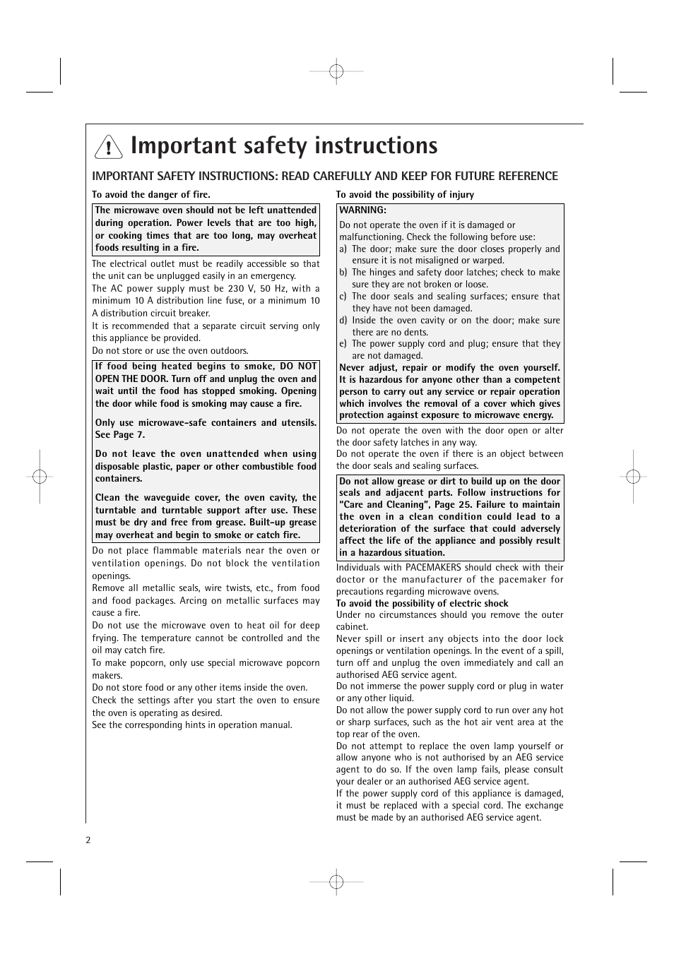 Important safety instructions | AEG MC1761E  EN User Manual | Page 4 / 32