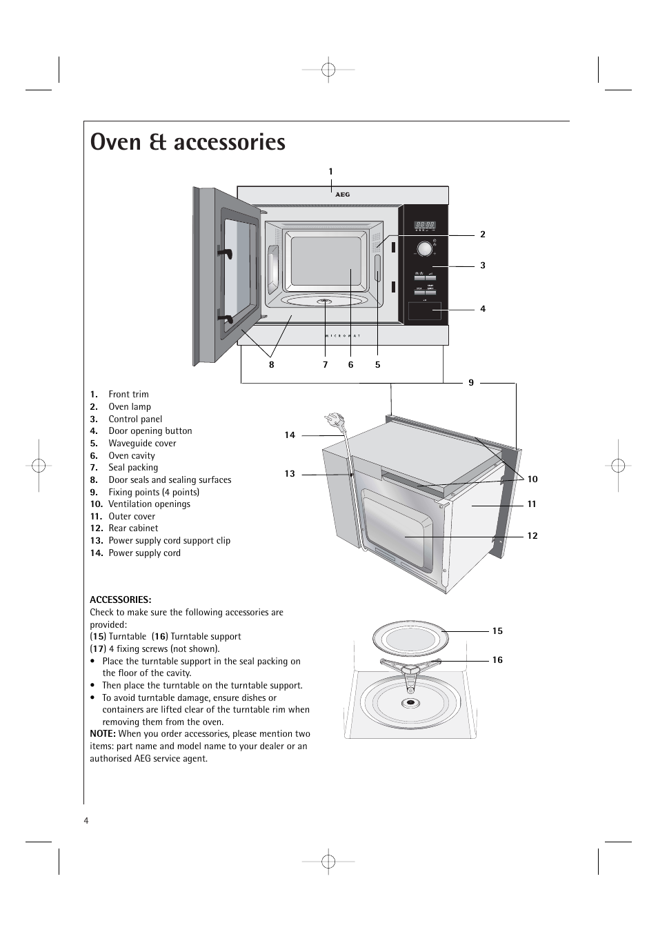 Oven & accessories | AEG MC1761E  EN User Manual | Page 6 / 32