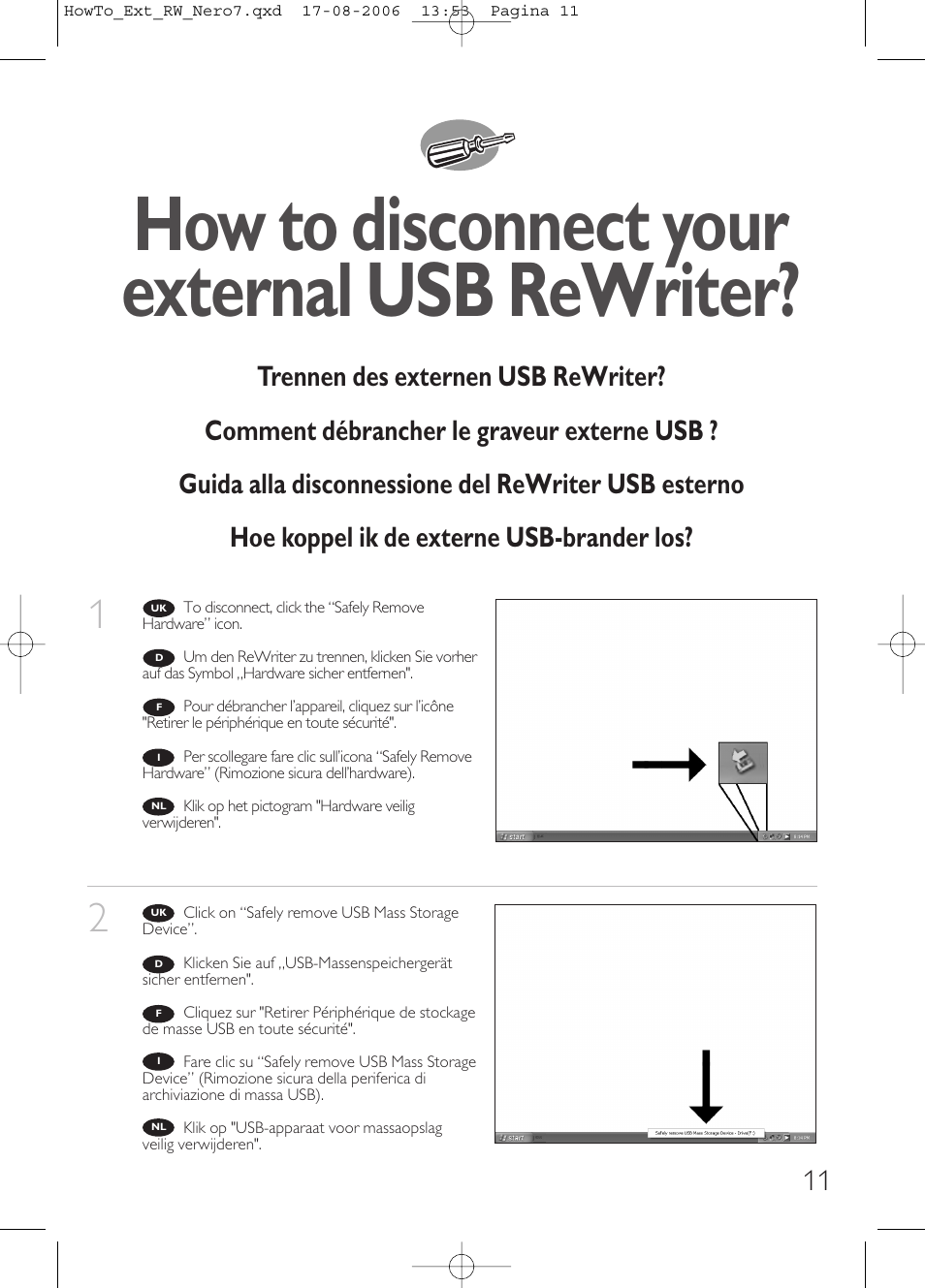 How to disconnect your external usb rewriter | Philips How to for External ReWriters using Nero 7 User Manual | Page 11 / 72