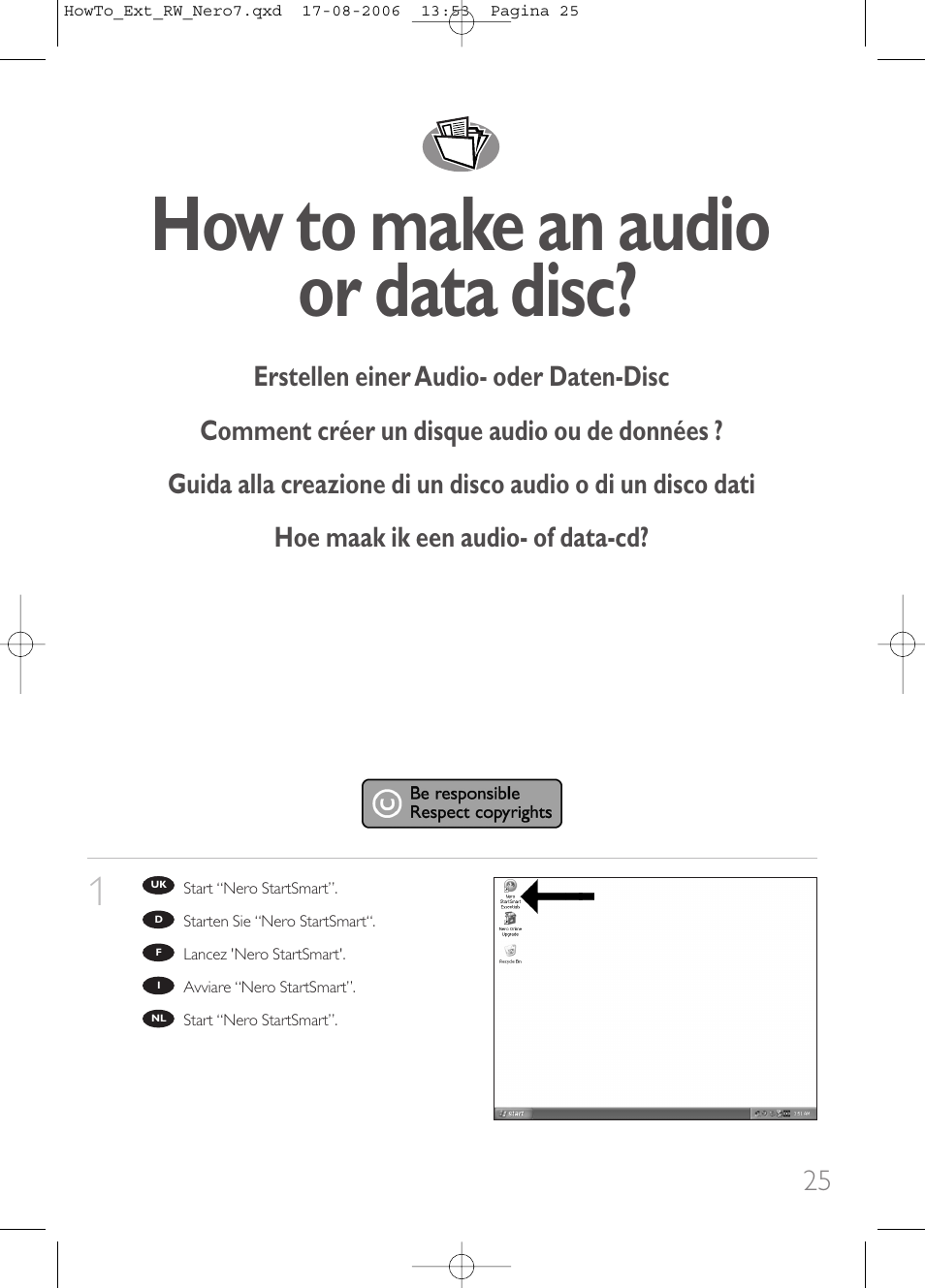 How to make an audio or data disc | Philips How to for External ReWriters using Nero 7 User Manual | Page 25 / 72