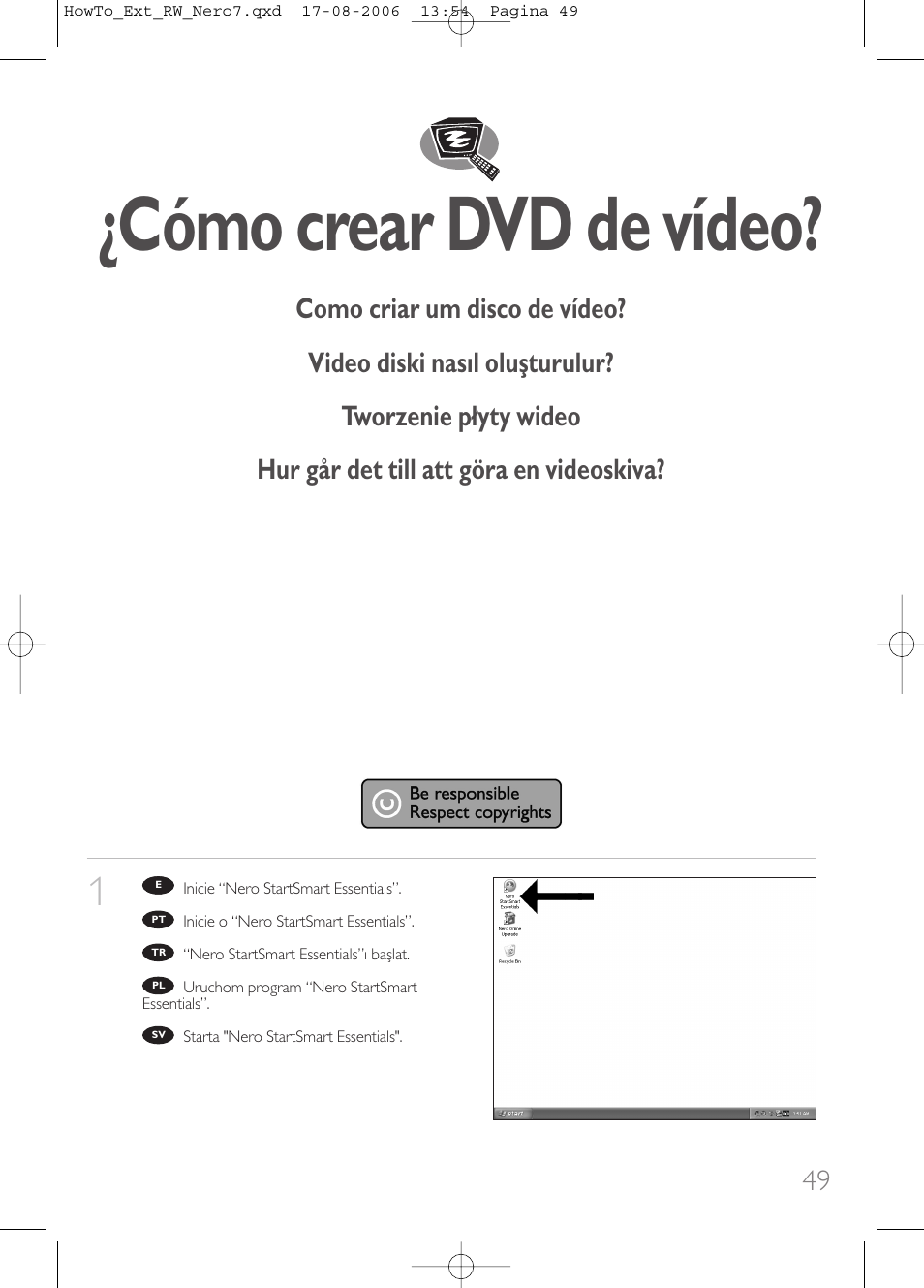 Cómo crear dvd de vídeo | Philips How to for External ReWriters using Nero 7 User Manual | Page 49 / 72