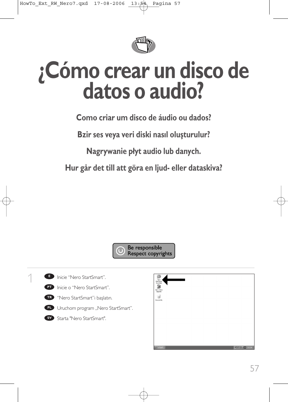 Cómo crear un disco de datos o audio | Philips How to for External ReWriters using Nero 7 User Manual | Page 57 / 72
