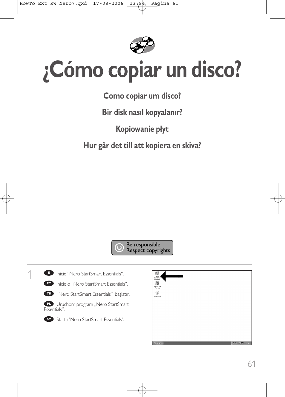 Cómo copiar un disco | Philips How to for External ReWriters using Nero 7 User Manual | Page 61 / 72