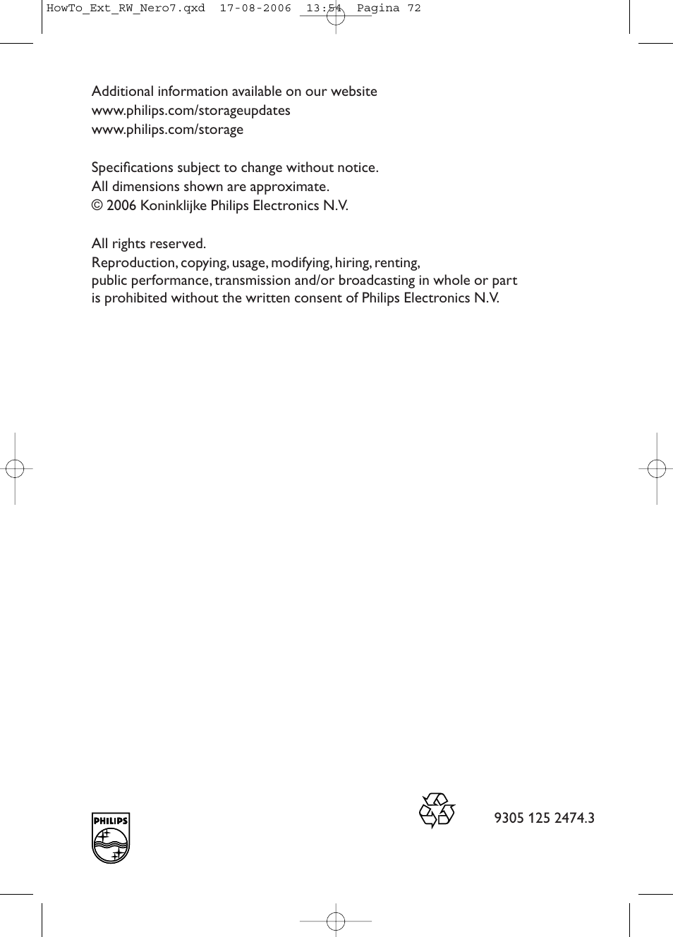 Philips How to for External ReWriters using Nero 7 User Manual | Page 72 / 72