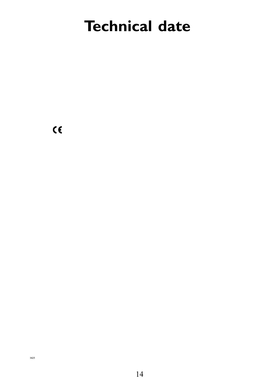 Technical date | AEG 949600686 User Manual | Page 14 / 25