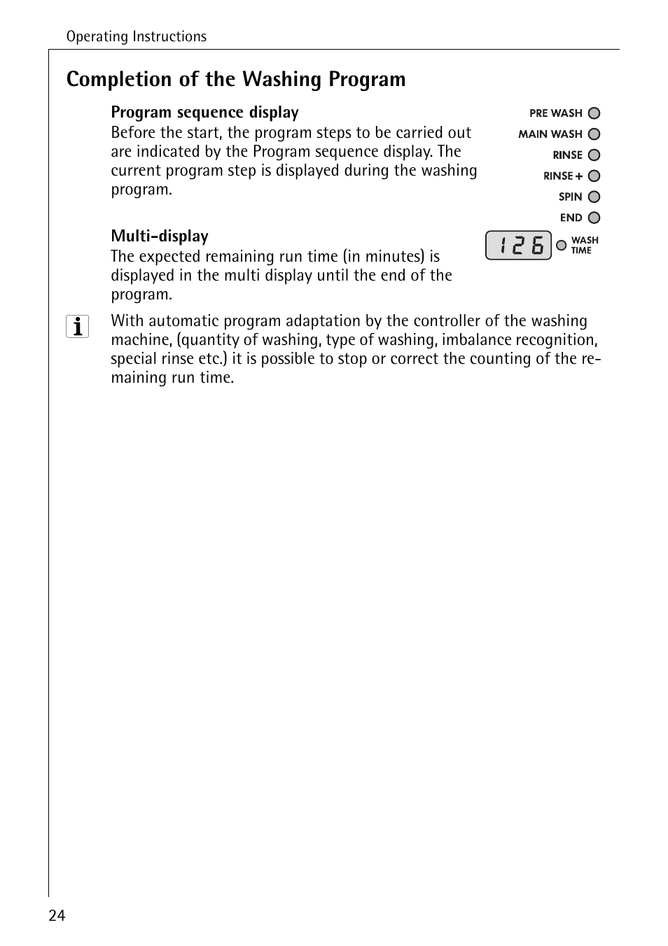 Completion of the washing program | AEG LAVAMAT 72630 User Manual | Page 24 / 56