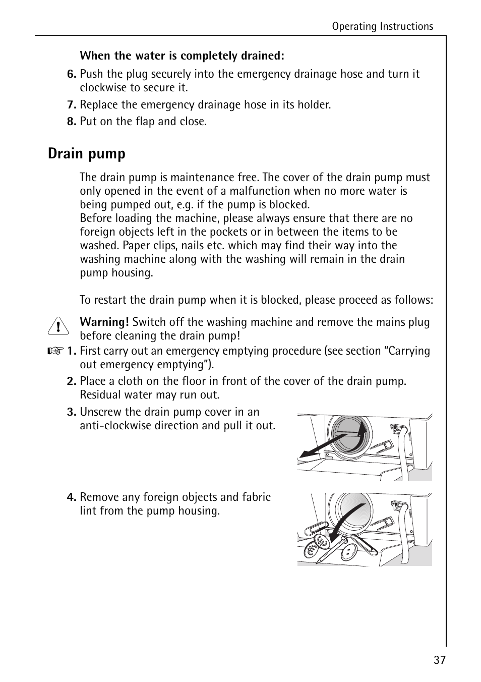 Drain pump | AEG LAVAMAT 72630 User Manual | Page 37 / 56
