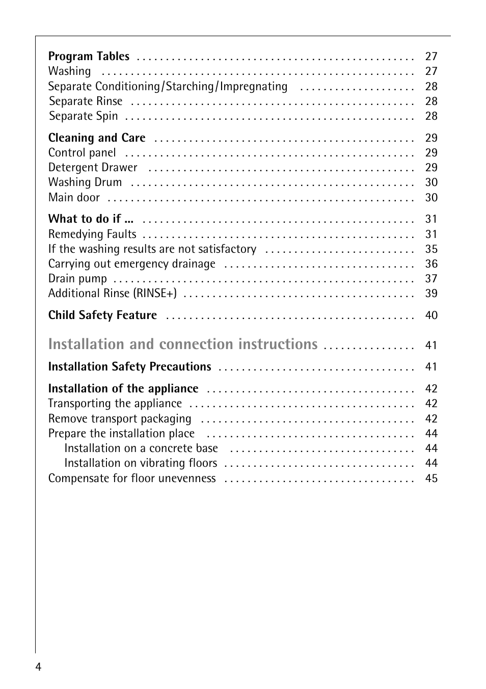 Installation and connection instructions | AEG LAVAMAT 72630 User Manual | Page 4 / 56