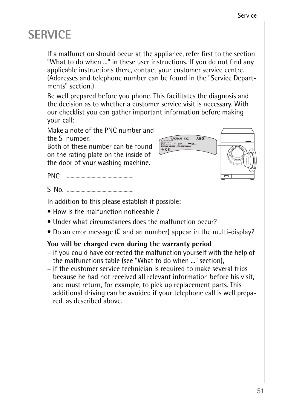 Service | AEG KO-LAVAMAT 72620 User Manual | Page 51 / 52