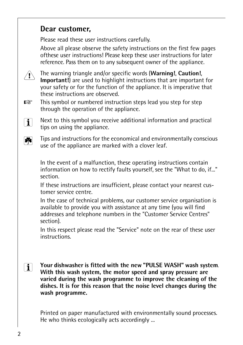 Dear customer | AEG 4070 User Manual | Page 2 / 44