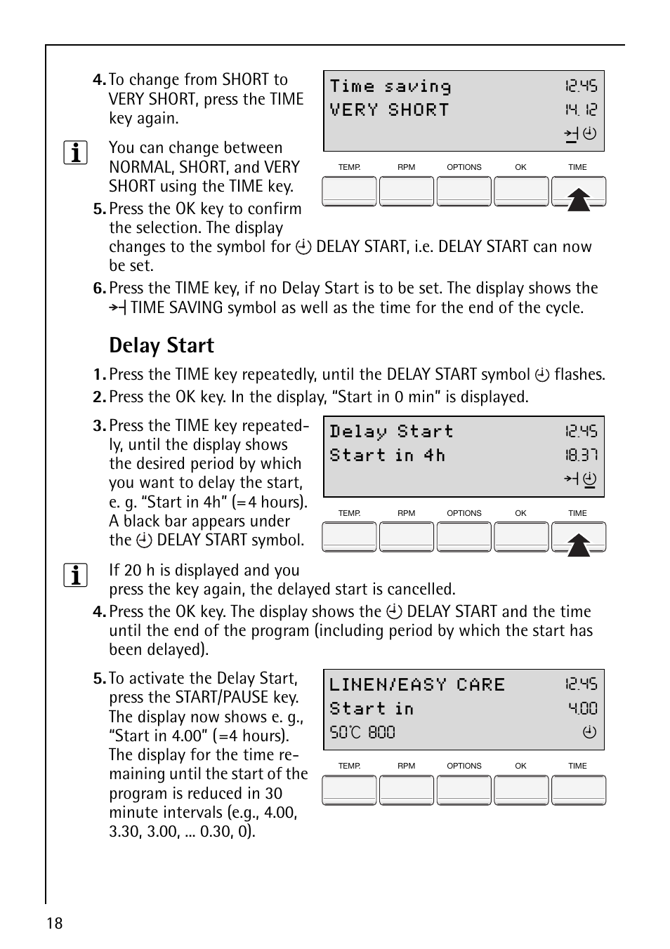 Delay start | AEG LAVAMAT 88810 User Manual | Page 18 / 48