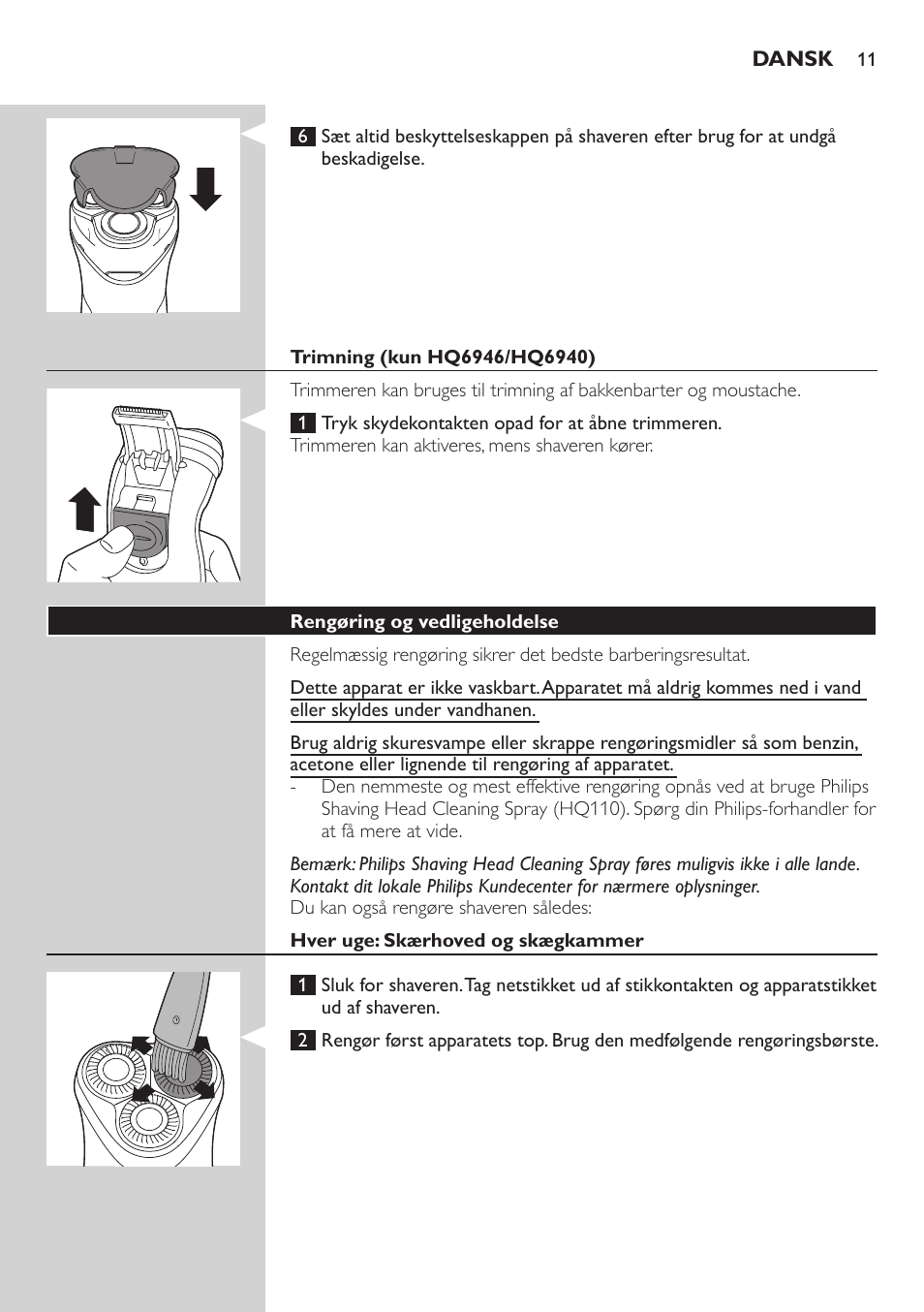 Philips SHAVER Series 3000 afeitadora eléctrica en seco User Manual | Page 11 / 84