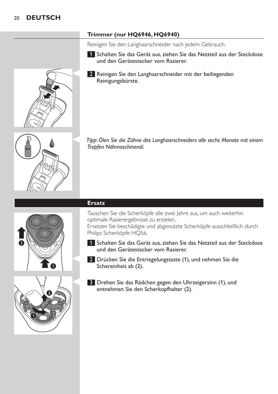 Philips SHAVER Series 3000 afeitadora eléctrica en seco User Manual | Page 20 / 84