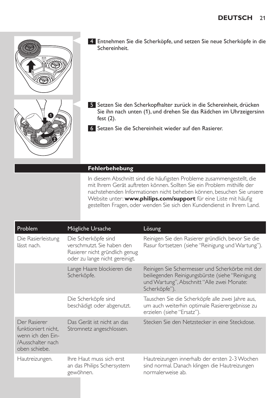 Philips SHAVER Series 3000 afeitadora eléctrica en seco User Manual | Page 21 / 84