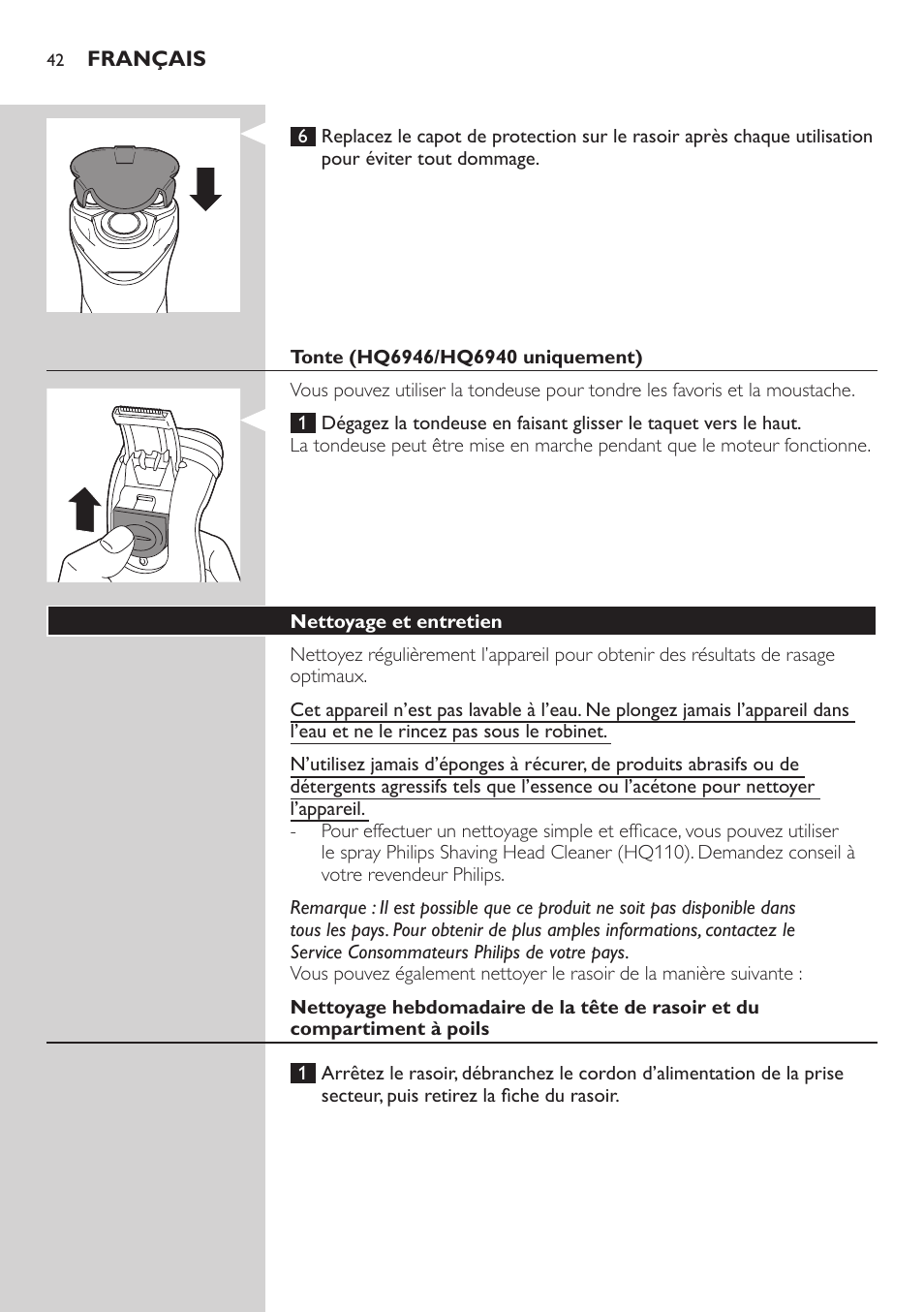 Philips SHAVER Series 3000 afeitadora eléctrica en seco User Manual | Page 42 / 84