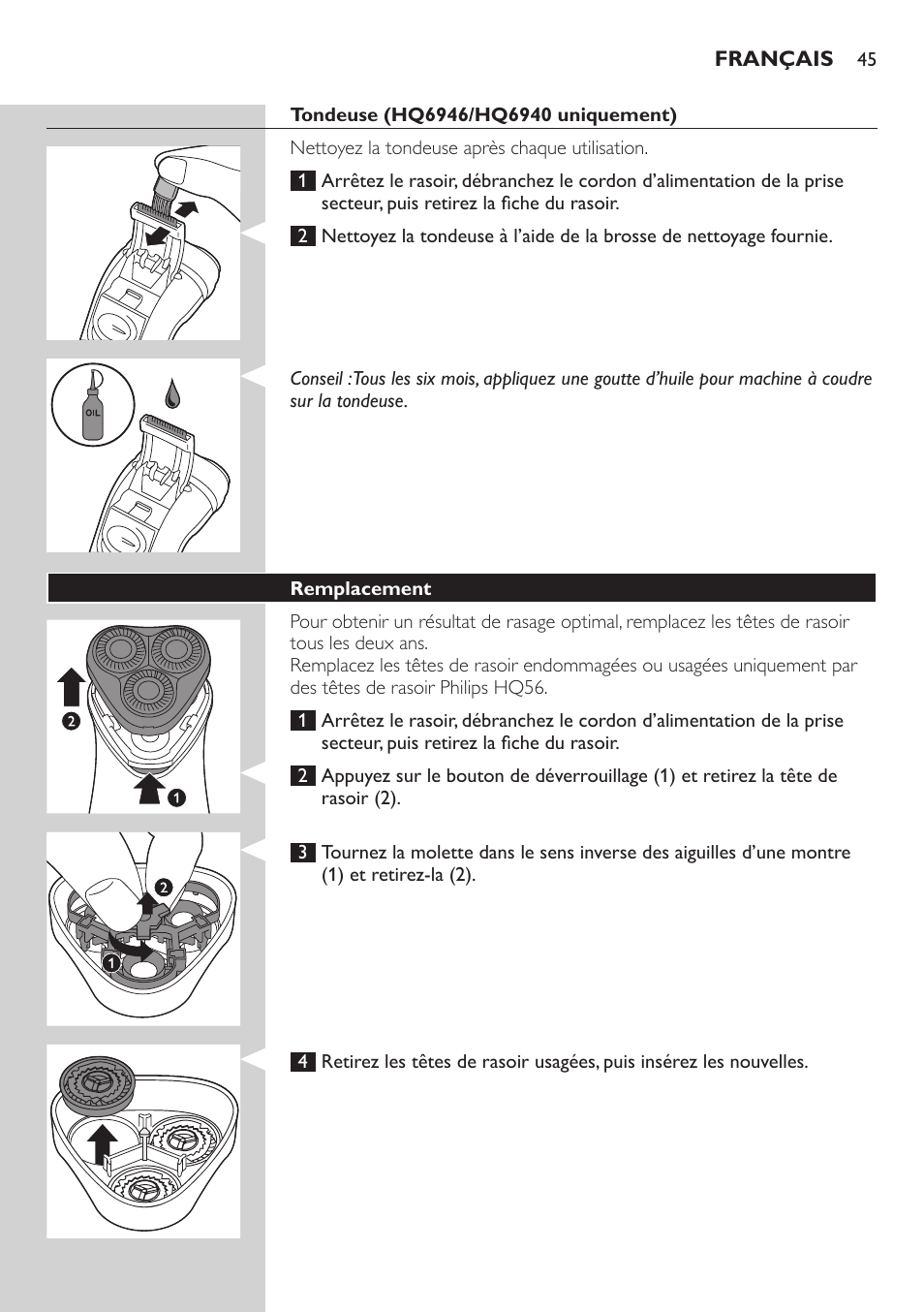 Philips SHAVER Series 3000 afeitadora eléctrica en seco User Manual | Page 45 / 84