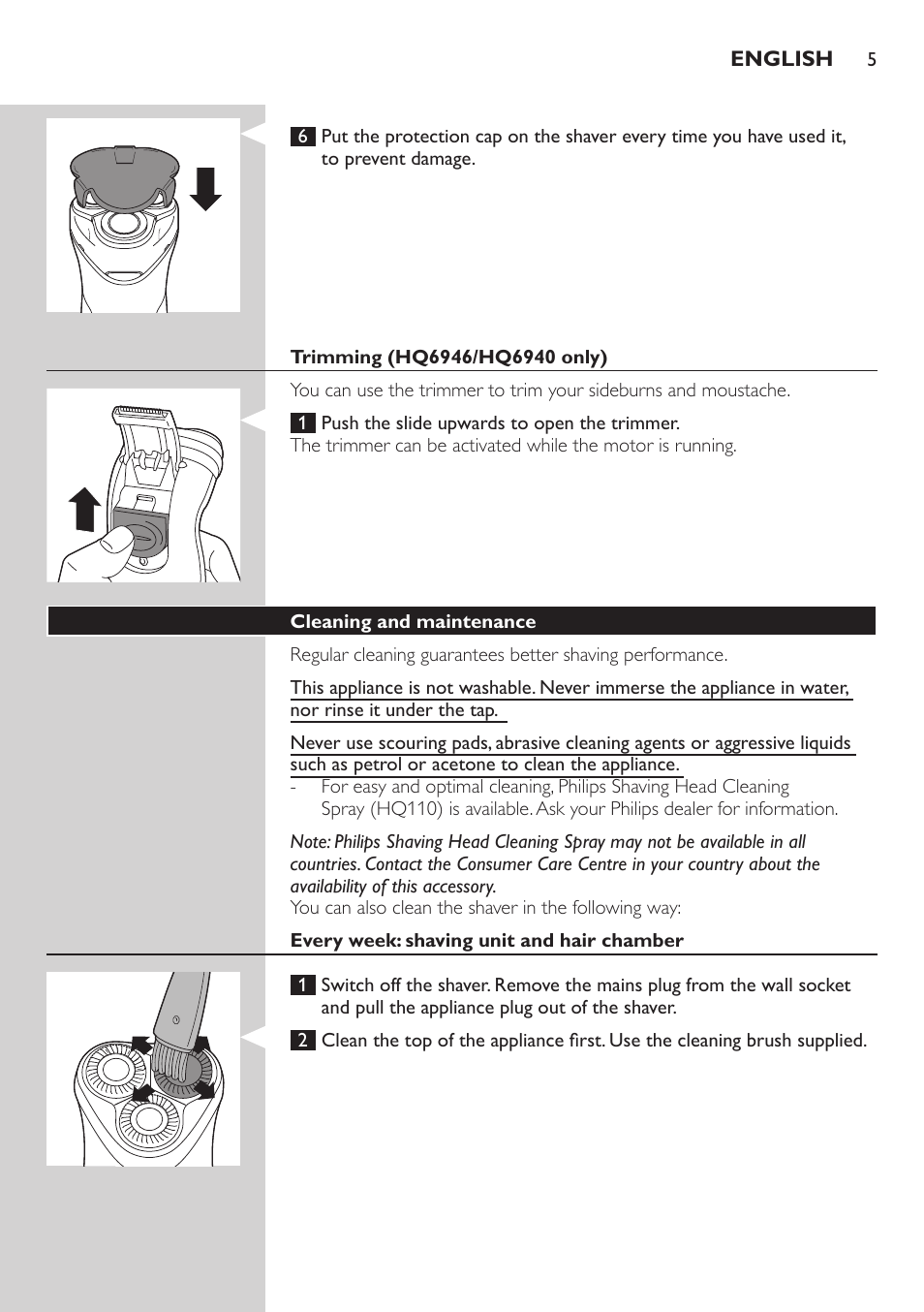 Philips SHAVER Series 3000 afeitadora eléctrica en seco User Manual | Page 5 / 84