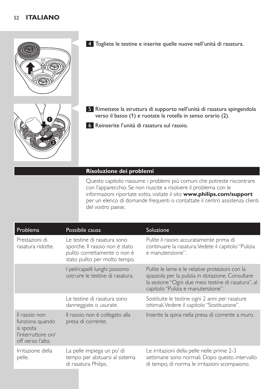 Philips SHAVER Series 3000 afeitadora eléctrica en seco User Manual | Page 52 / 84