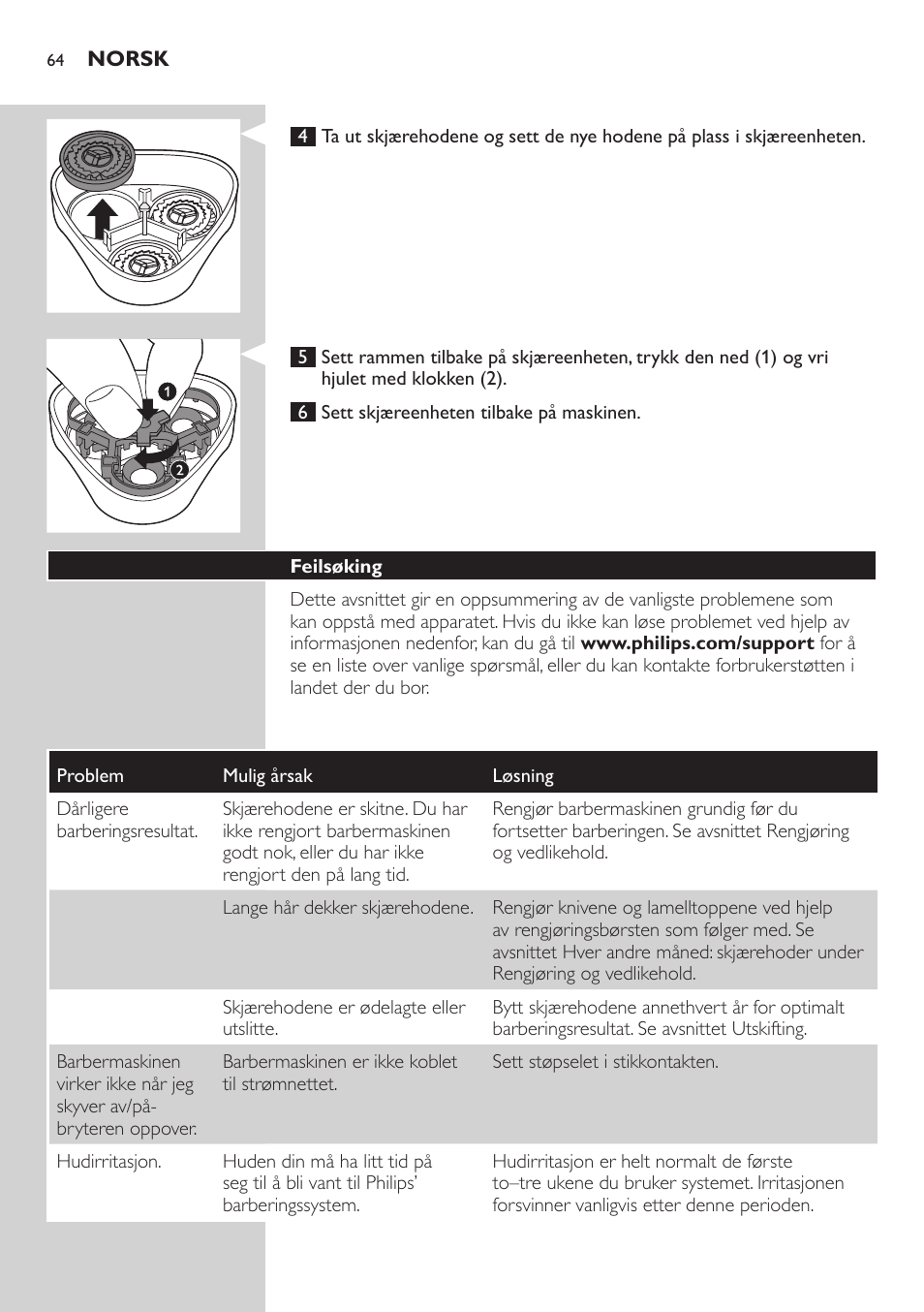 Philips SHAVER Series 3000 afeitadora eléctrica en seco User Manual | Page 64 / 84