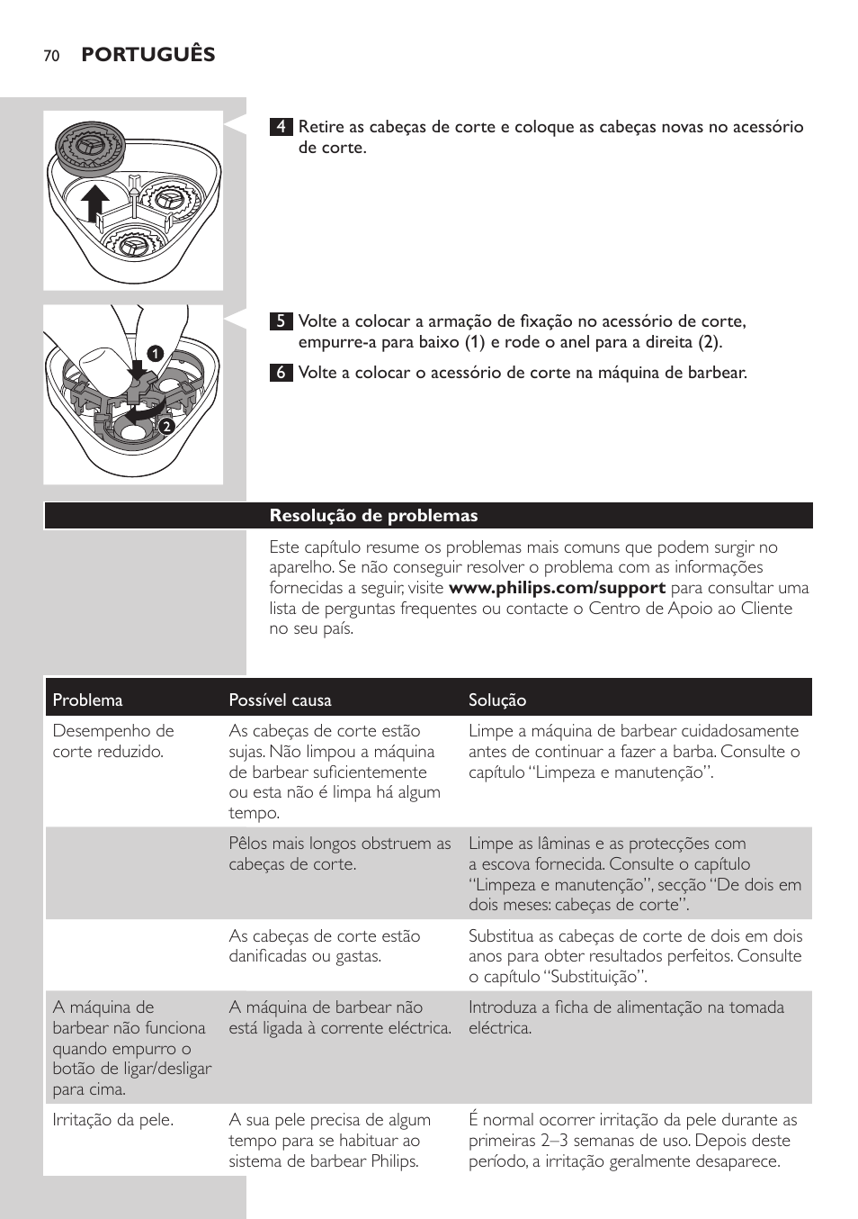 Philips SHAVER Series 3000 afeitadora eléctrica en seco User Manual | Page 70 / 84