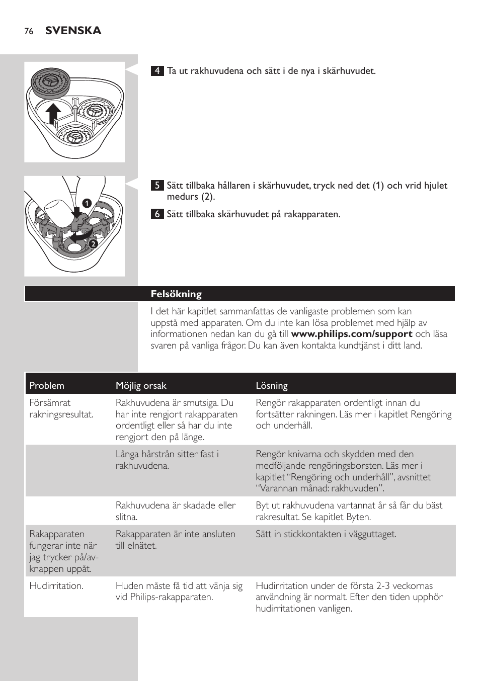 Philips SHAVER Series 3000 afeitadora eléctrica en seco User Manual | Page 76 / 84