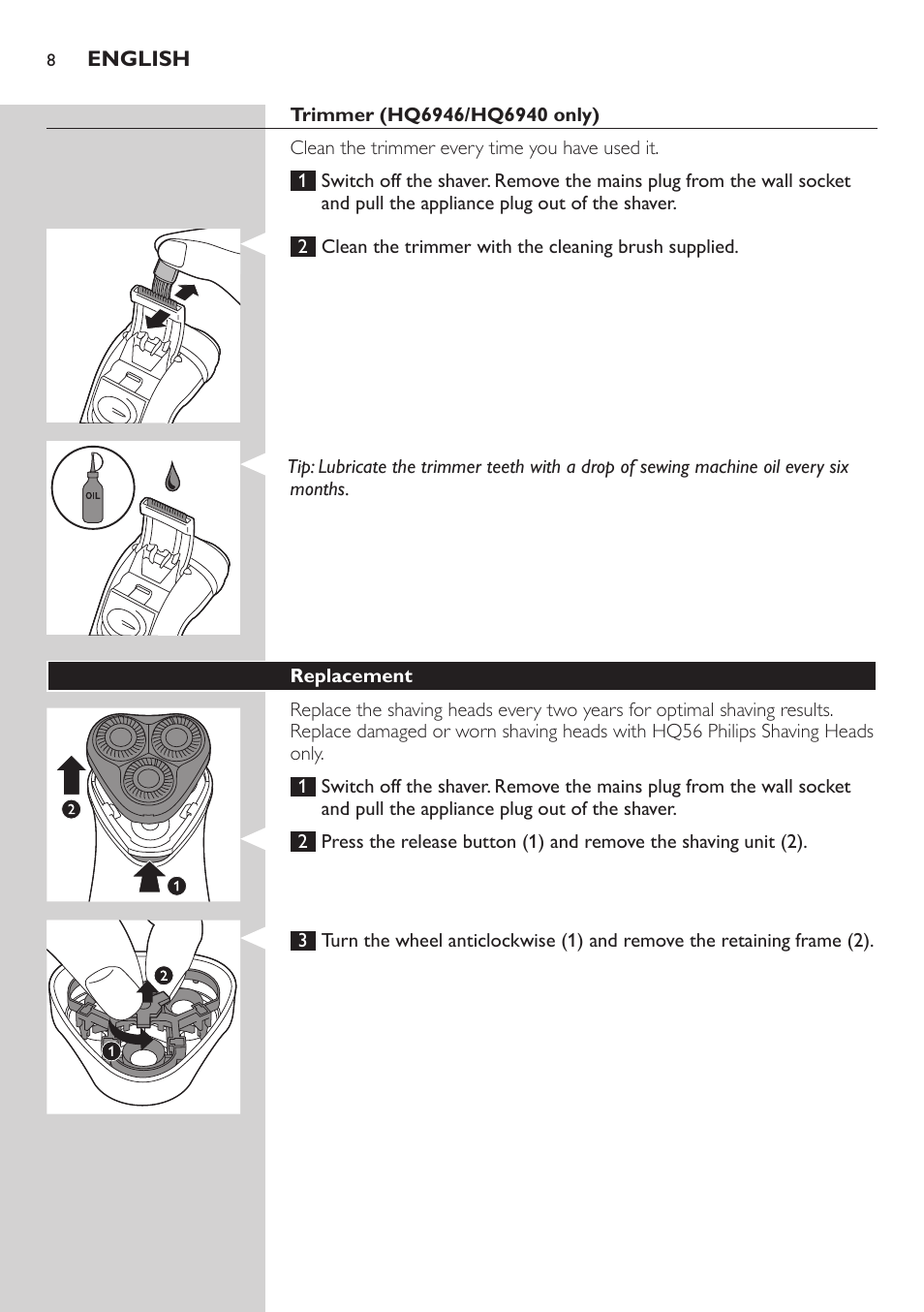 Philips SHAVER Series 3000 afeitadora eléctrica en seco User Manual | Page 8 / 84