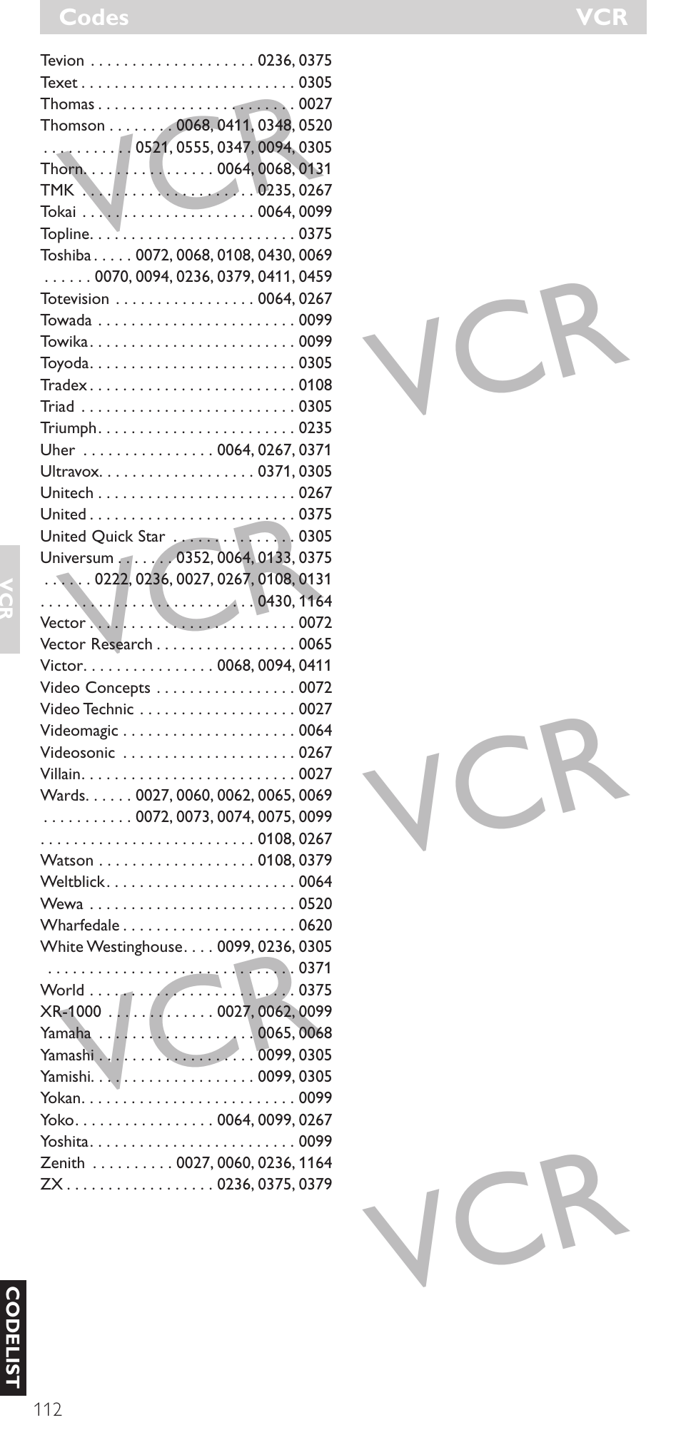 Philips Mando a distancia universal User Manual | Page 112 / 120