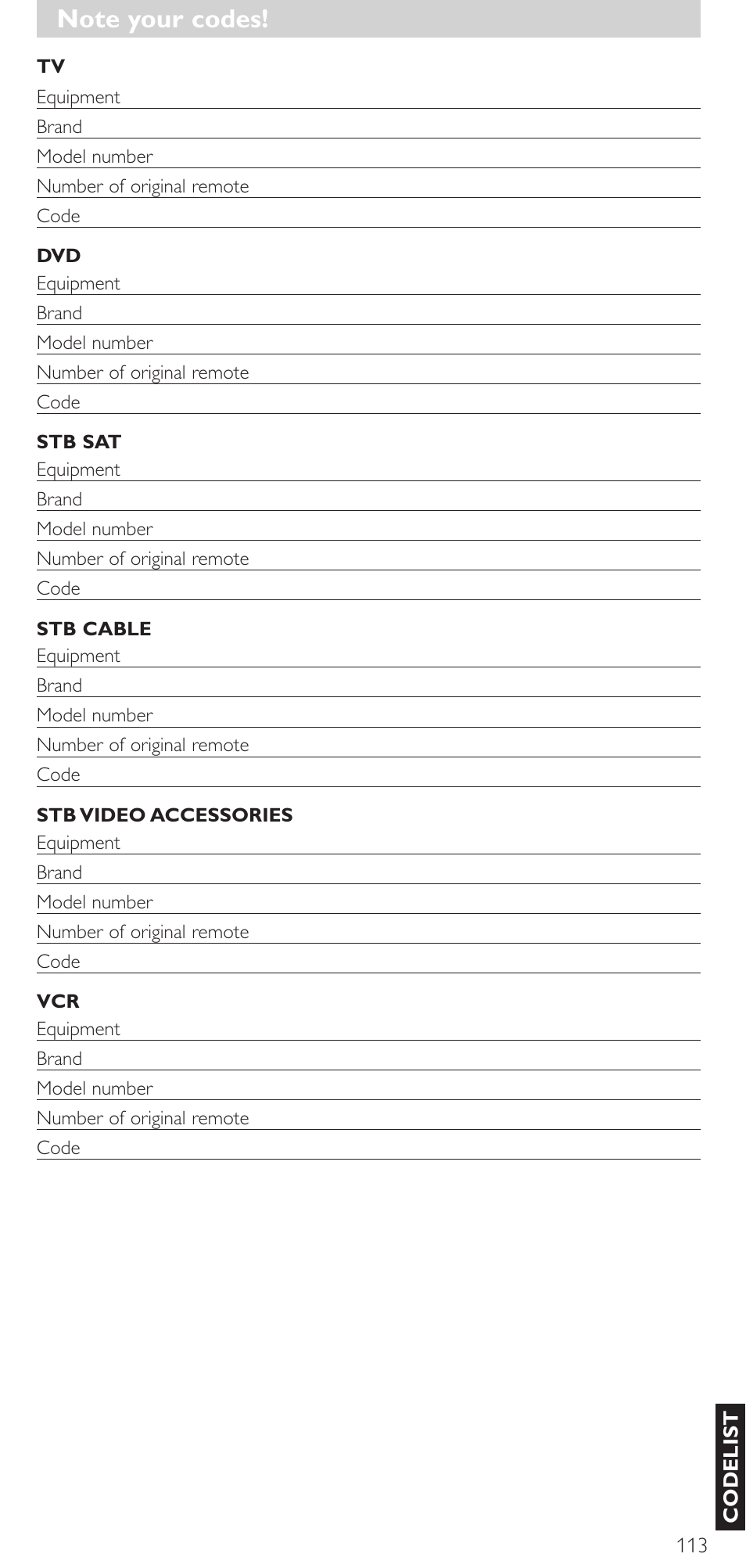 Philips Mando a distancia universal User Manual | Page 113 / 120