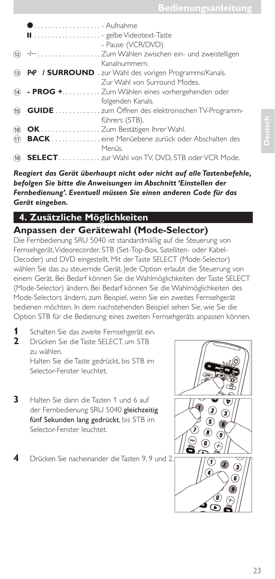 Bedienungsanleitung | Philips Mando a distancia universal User Manual | Page 23 / 120