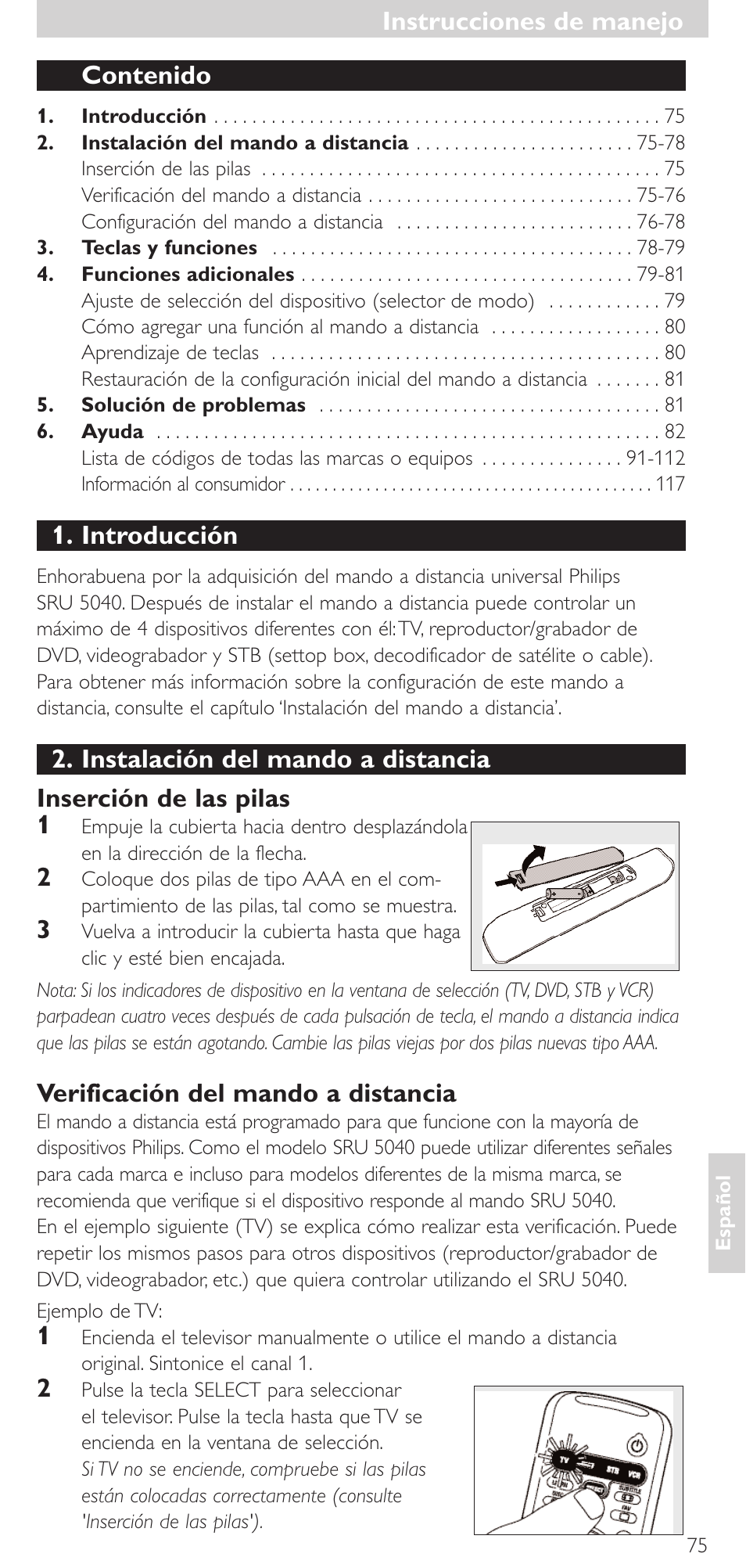 Philips Mando a distancia universal User Manual | Page 75 / 120