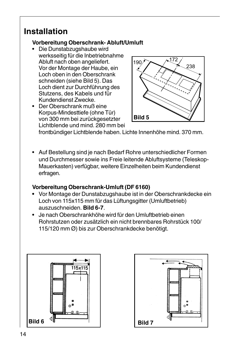 Installation | AEG COOKER HOOD DF6260-ML/1 User Manual | Page 14 / 80