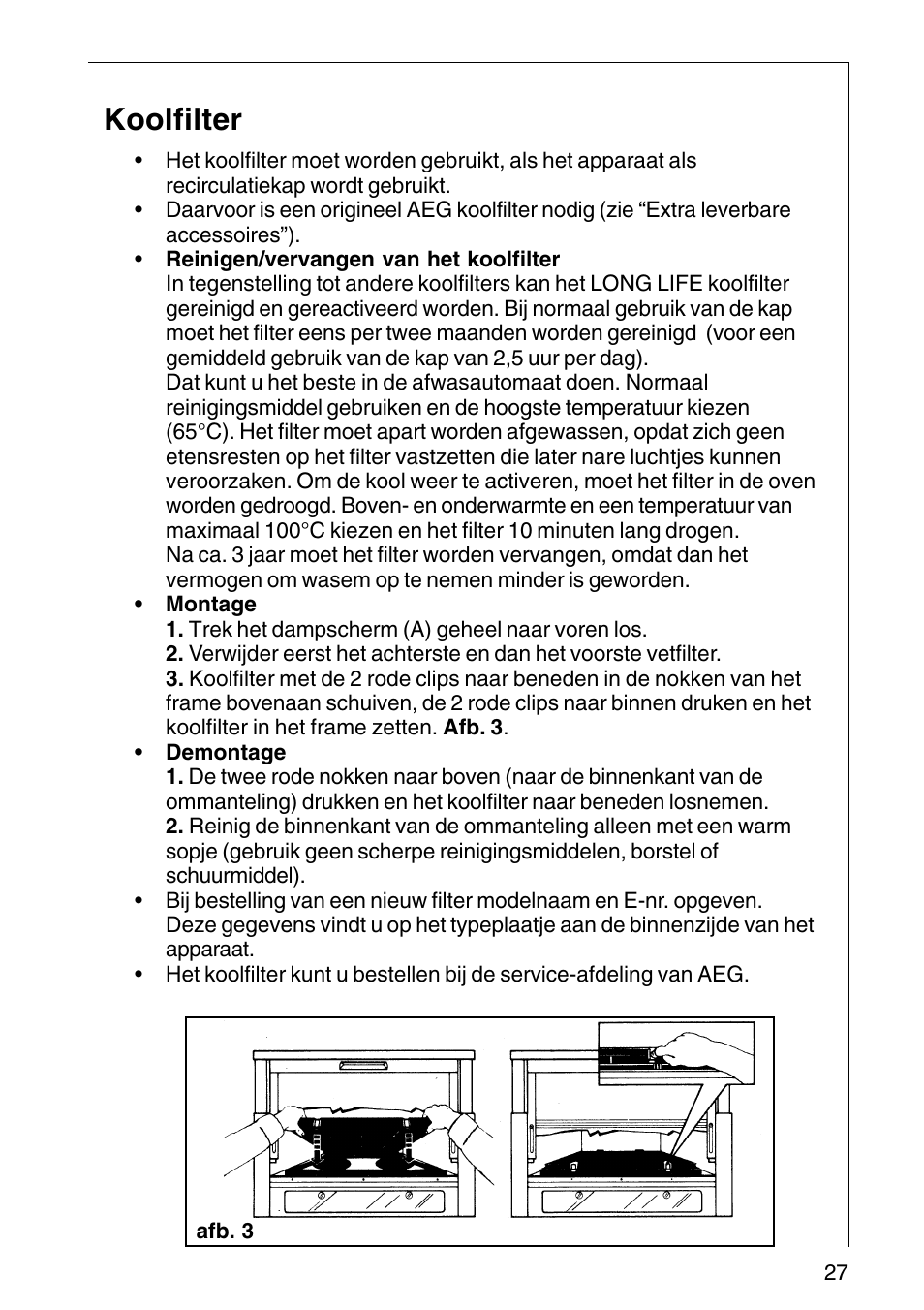Koolfilter | AEG COOKER HOOD DF6260-ML/1 User Manual | Page 27 / 80
