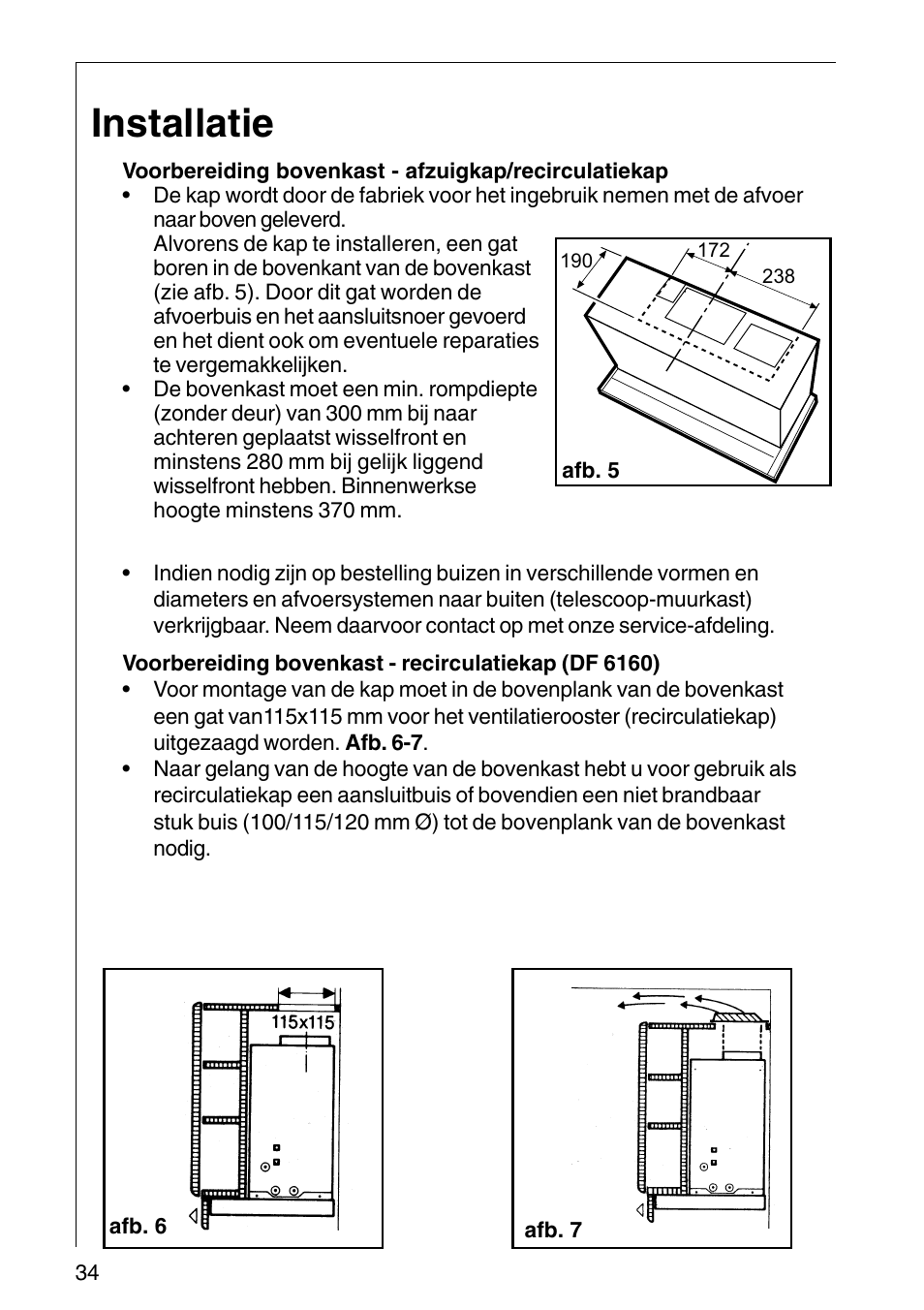Installatie | AEG COOKER HOOD DF6260-ML/1 User Manual | Page 34 / 80