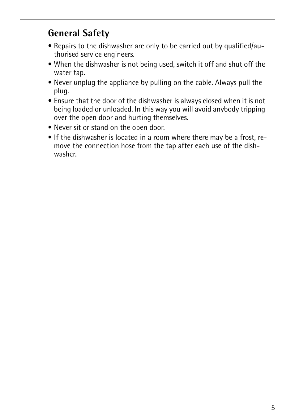General safety | AEG FAVORIT 40850 User Manual | Page 5 / 44