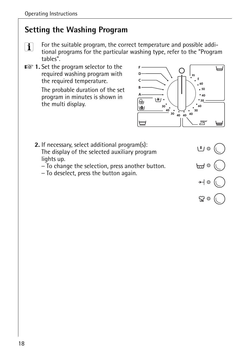Setting the washing program | AEG KO-LAVAMAT 72640 User Manual | Page 18 / 56