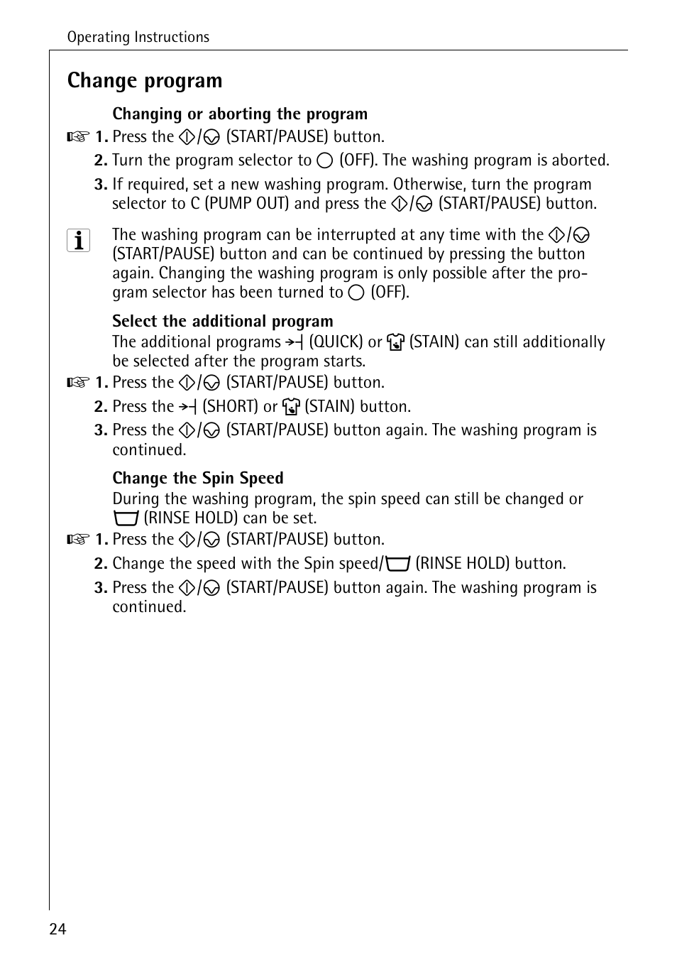 Change program | AEG KO-LAVAMAT 72640 User Manual | Page 24 / 56