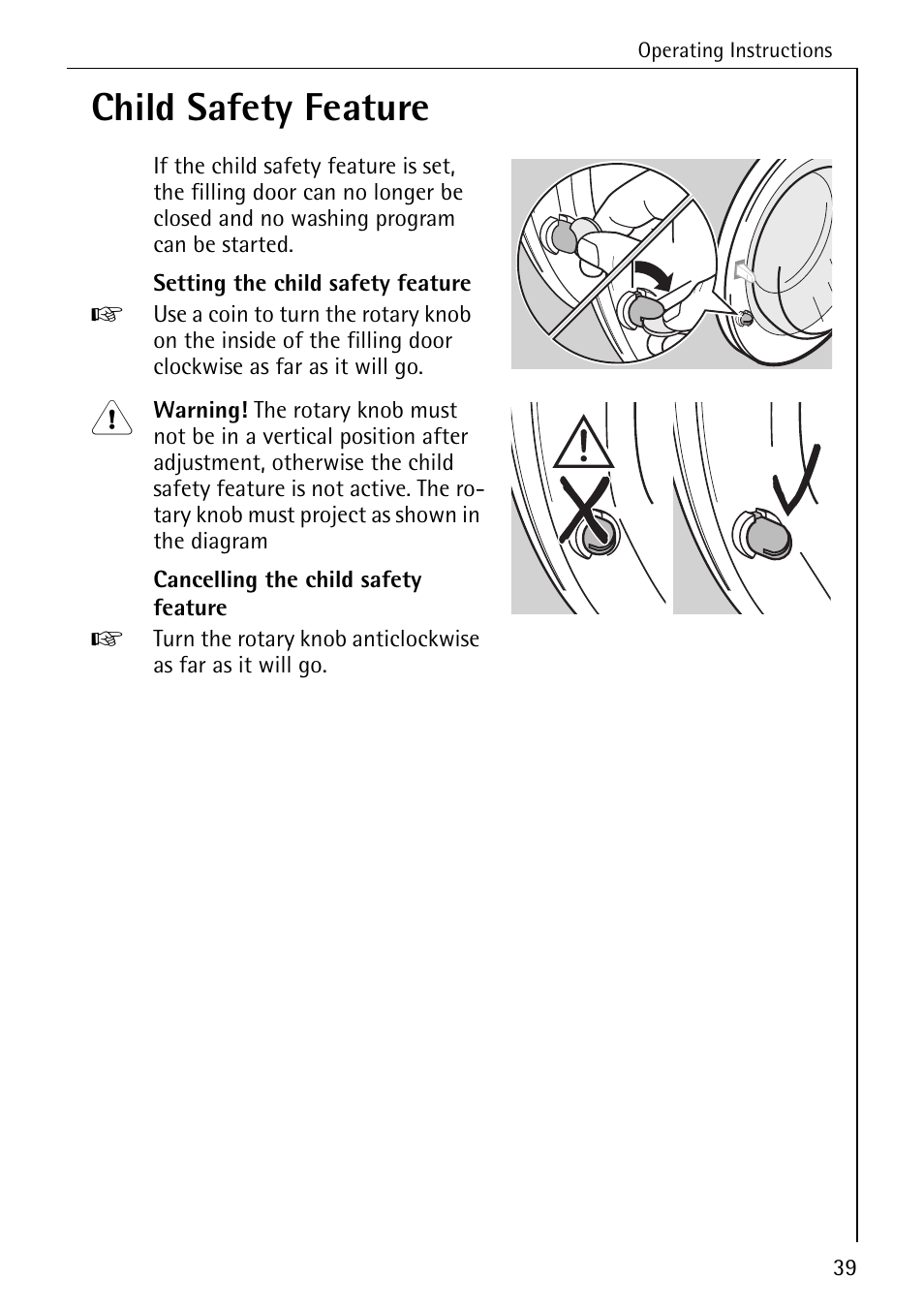 Child safety feature | AEG KO-LAVAMAT 72640 User Manual | Page 39 / 56