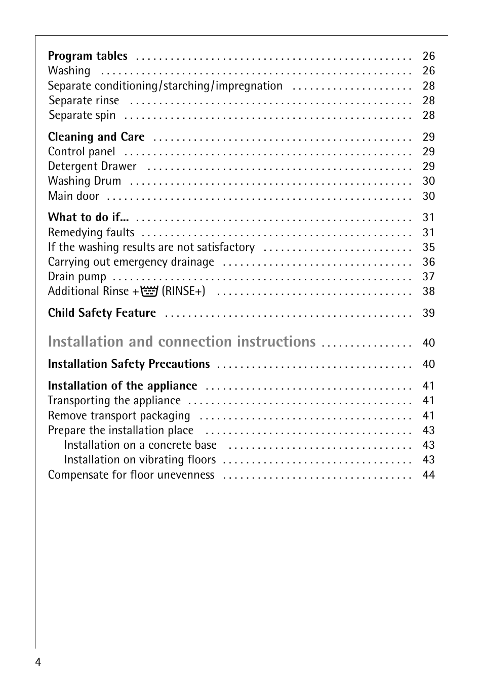 Installation and connection instructions | AEG KO-LAVAMAT 72640 User Manual | Page 4 / 56