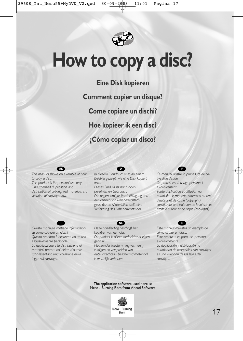 How to copy a disc | Philips Unidad interna User Manual | Page 17 / 56