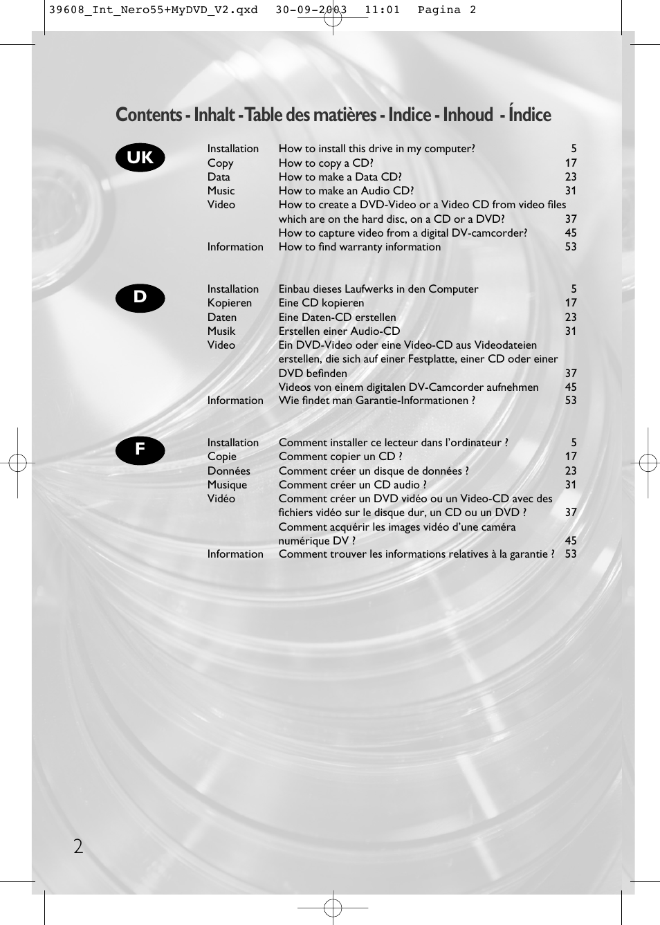 Uk d f | Philips Unidad interna User Manual | Page 2 / 56