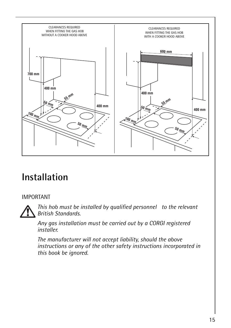 Installation | AEG 35601G User Manual | Page 15 / 26