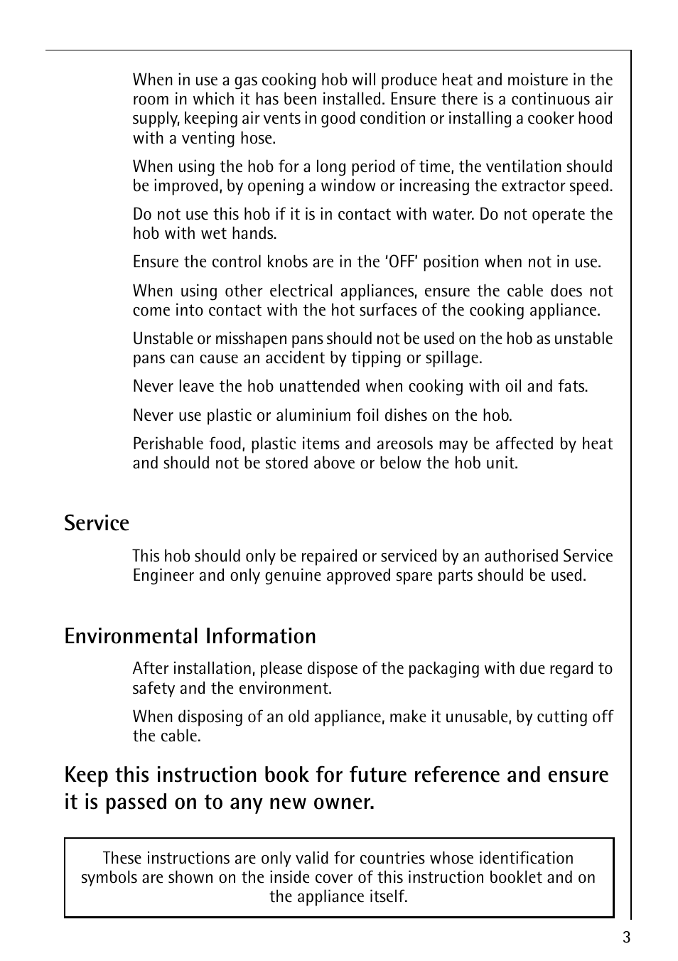 Service, Environmental information | AEG 35601G User Manual | Page 3 / 26