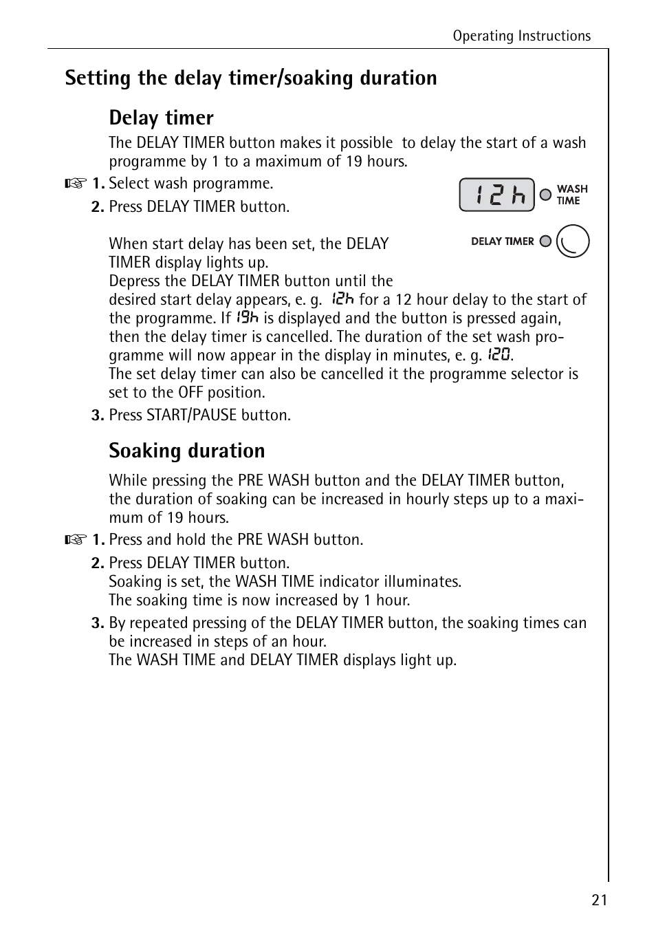 Soaking duration | AEG LAVAMAT 86741 User Manual | Page 21 / 60